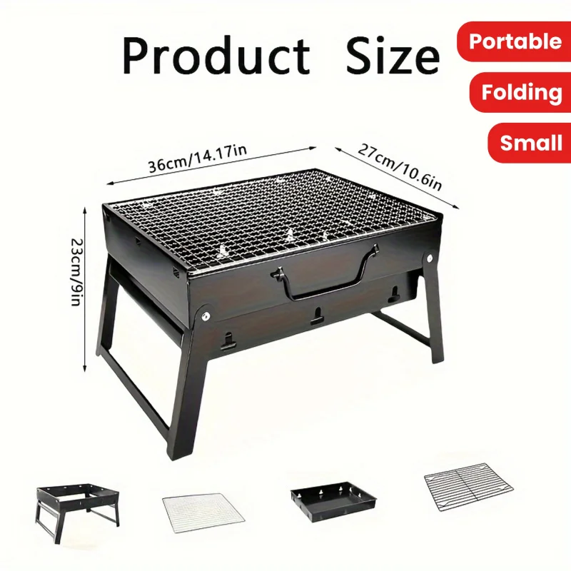 Portable, Compact 1Pc Charcoal Grill, Folding Grill for Outdoor Camping Picnic, Cookware Grill Tools Accessories