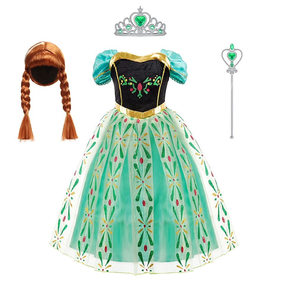 Frozen Anna Multiple Styles Fluffy Princess Dress Halloween Birthday Gifts Elegant Lovely Sweet Cosplay Dresses with Accessories