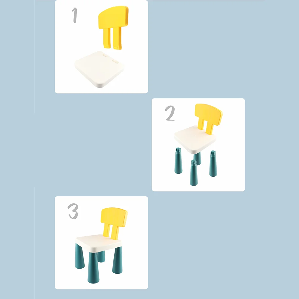 บล็อกตัวต่อหัดเคี้ยวประกอบเพื่อการศึกษาสำหรับเด็กเก้าอี้ชิ้นปริศนาอเนกประสงค์พลาสติกปลอดภัยสำหรับเด็กในบ้าน