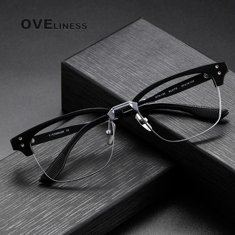 

Pure Titanium Glasses Frame Men Square Eyewear 2023 New Male Classic Full Optical myopia Prescription Eyeglasses Frames women