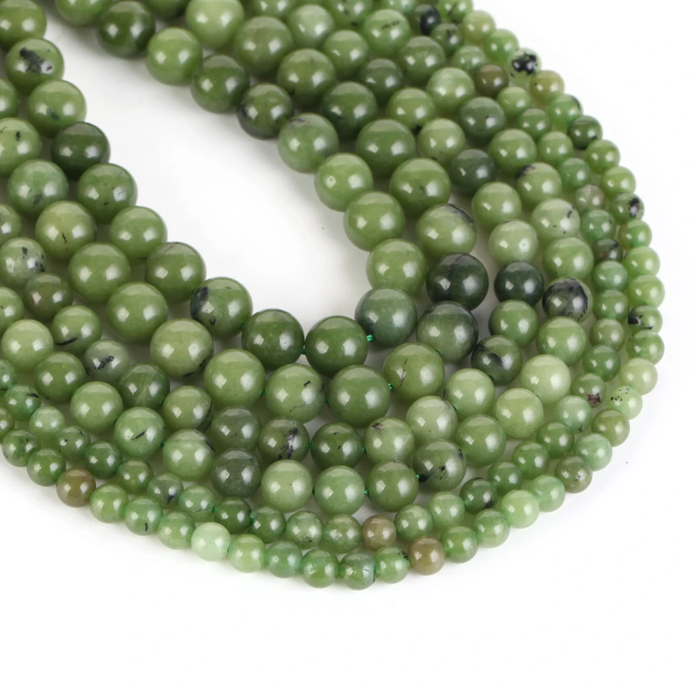 Natural Canadian Green Jades Stone Beads Round Loose Spacer Beads For Jewelry Making 4/6/8/10mm DIY Bracelet Handmade