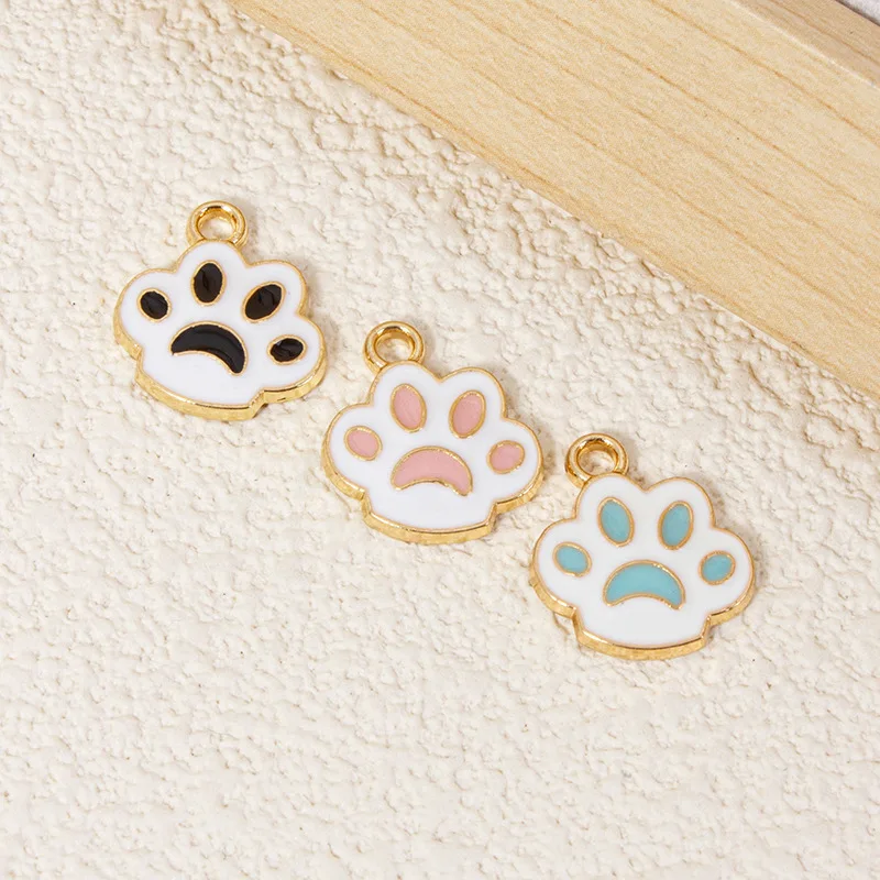 10PCS DIY Animal Foot Bracelet Necklace Accessories Bear Paw Cat Claw Dog Footprint Alloy Pendant Cat Pendant Accessories