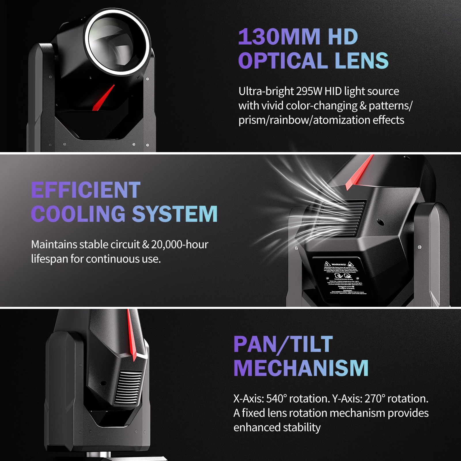 Datewink 295W LED Beam Moving Head Lights With RGB Halo DMX512 Gobo Zoom Stage Lighting For DJ Disco Party Wedding Nightclub Bar