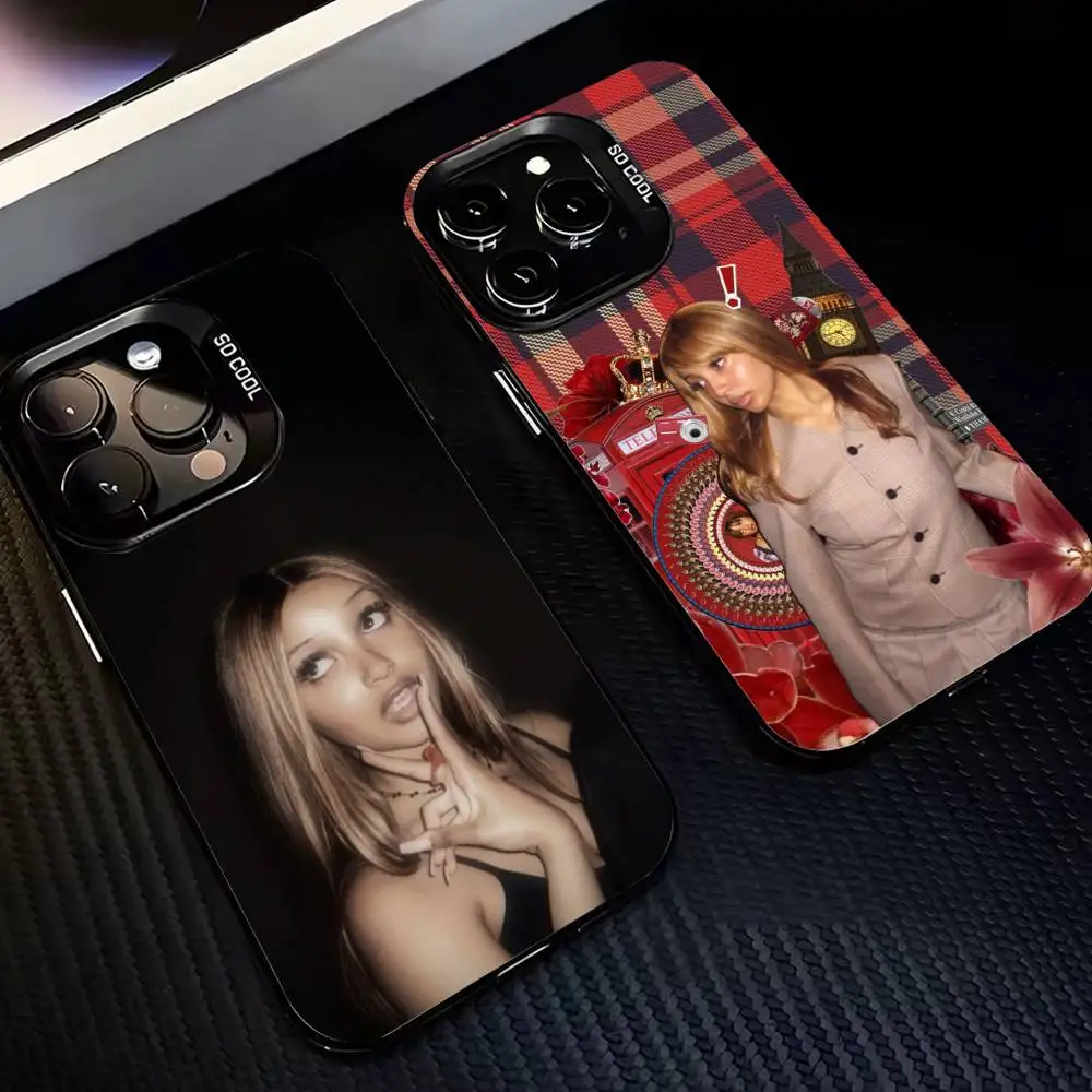 

Y2K Retro PinkPantheress Phone Case For iPhone17,16,15,14,13,12,Pro Max Black Colored Silver Plated Inside Cover