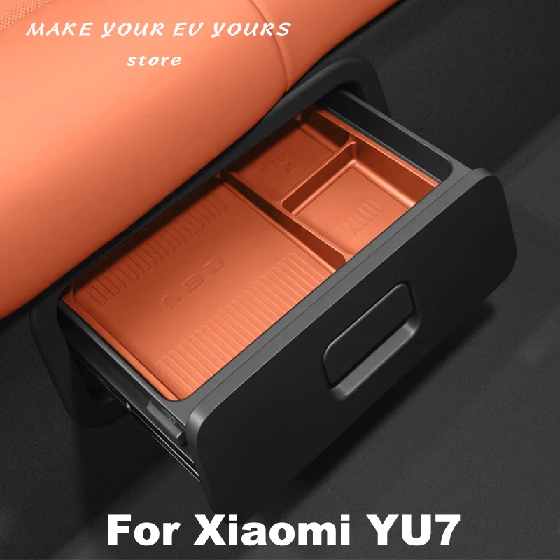 

For Xiaomi YU7 2025 2026 Rear Seat Storage Box Drawer TPE Storage Pad Interior Accessories