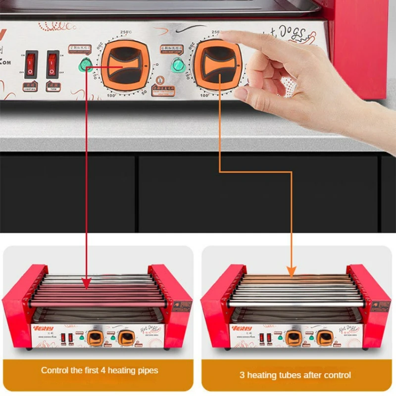 Sausage Machine Pro: 7-Tube Hotdog Cooker, Auto-Temp, 304 Steel, Rotating