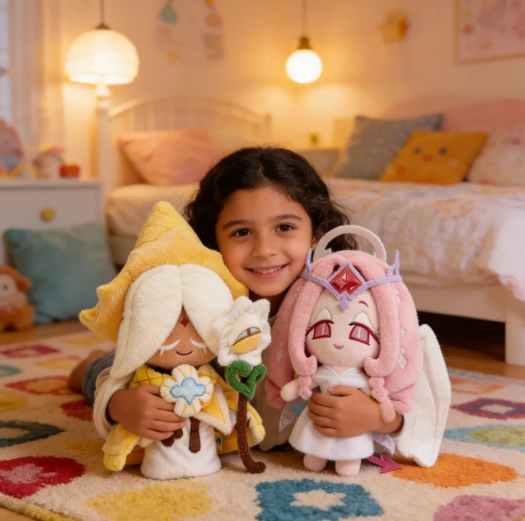 

Плюшевая игрушка Cookie Run Kingdom: Ванильный печенье-кекс и Вечное сахарное печенье-кекс, коллекционная фигурка для детей и фанатов игр, подарок