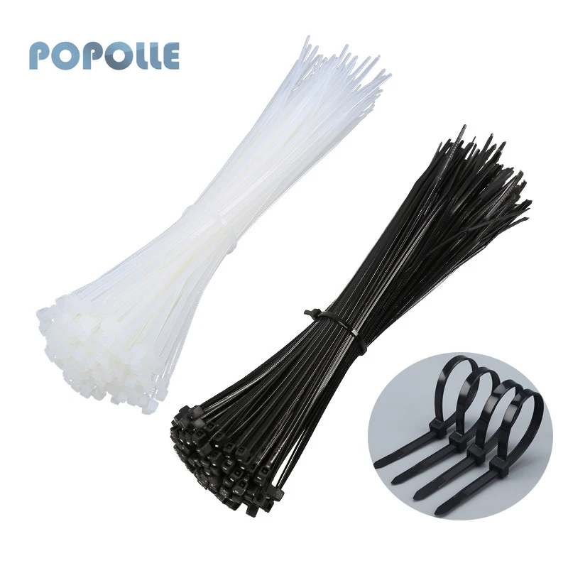 3x100-3x200 Self-Locking Plastic Nylon Cable Ties 100 Pieces Fastening Rings Industrial Cable Ties Cable Retaining Rings