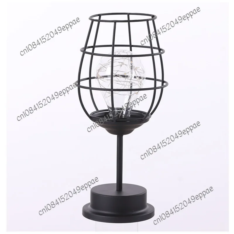 Christmas Night Lights Wrought Iron Decoration Nordic Lamp Indoor Decoration Shape Red Wine Glass Copper Wire Lamp