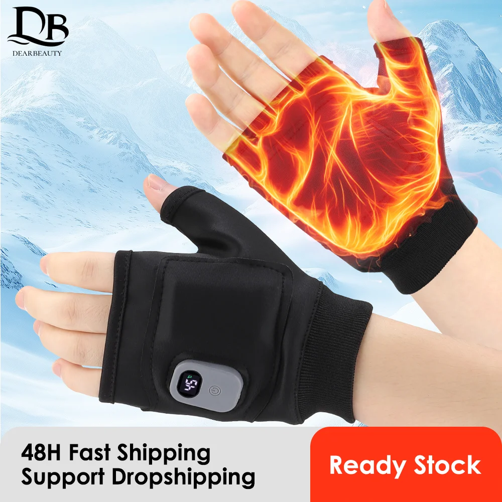 

Перчатки с подогревом сенсорного экрана, перезаряжаемые от USB, зимние теплые, с электрическим подогревом, без пальцев, грелка для рук, терморусалка для улицы