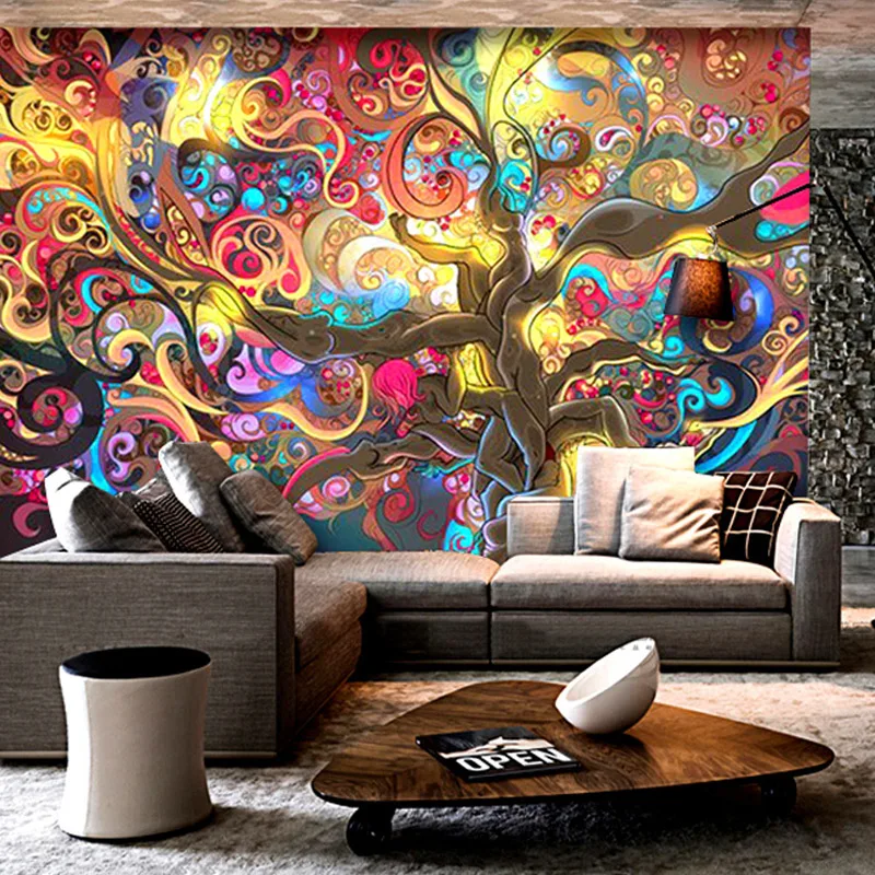

Photo Wallpaper Abstract Art 3D Stereo Colorful Tree Wall Paper Modern Restaurant Clubs 3d stereoscopic wallpaper