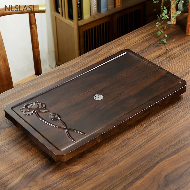 Antique Solid Wood Tea Tray Household Tea Set Storage Tray Chinese Tea Ceremony Supplies Living Room Trays Decorative Tea Table