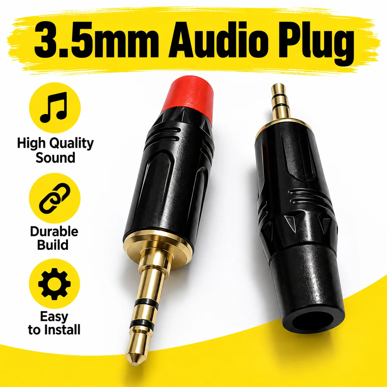 3Poles Jack 3.5MM Stereo Male Plug Wire Connector Gold Plated Microphone Earphone Headphone Jacks R Connector