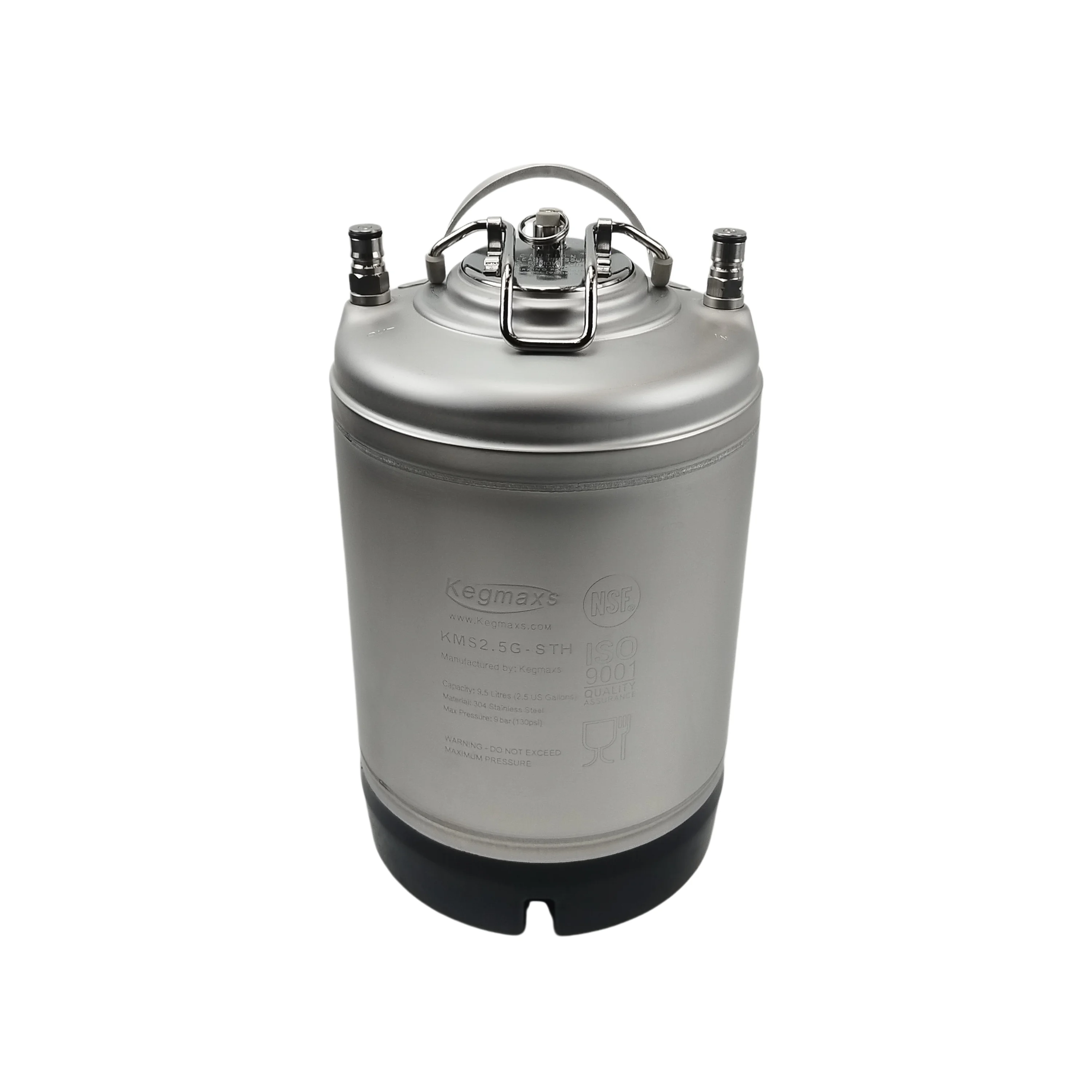 New 2.5 Gallon 9.5L Ball Lock Keg, Stainless Steel Beer Keg Cornelius Keg with Single Handle for Draft, Homebrew and Craft Beer