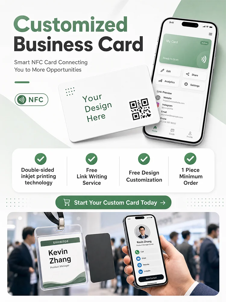 Cyfrowa wizytówka NFC, druk atramentowy, niestandardowe logo, karta inteligentna 504B z możliwością ponownego zapisu, cyfrowa wizytówka VCard, link do mediów społecznościowych, MOQ 1 — zdjęcie produktu 7