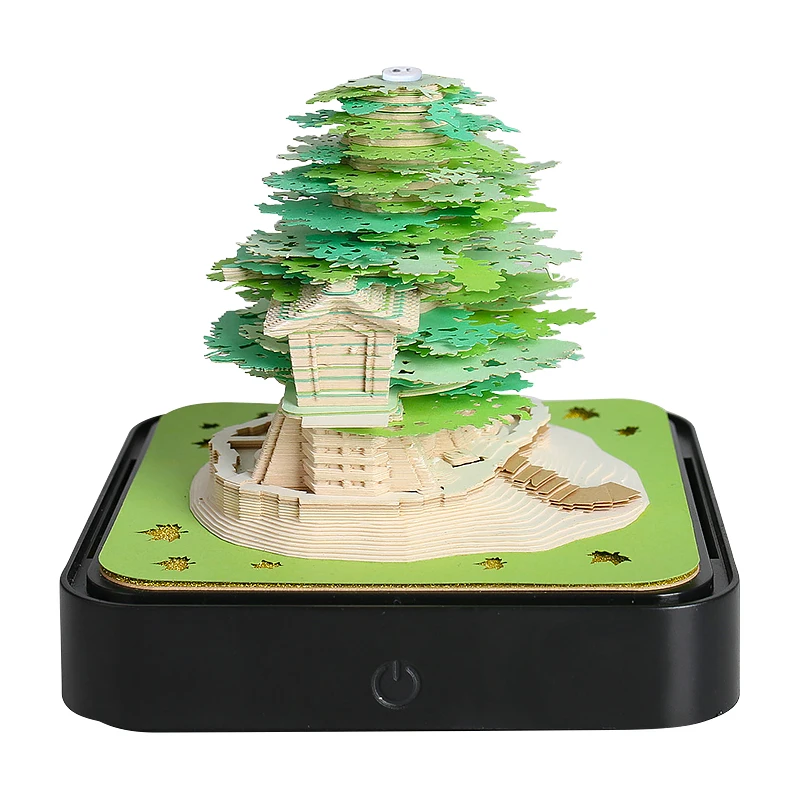 Omoshiroi Block Tree House Model Notepad 3D Memo Pad Pen Holder Gift Decoration Treehouse Art Crafts Collection For Party