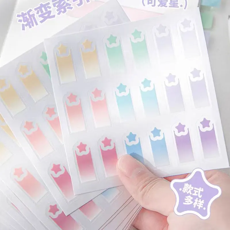 10 Sheets PET Color Index Stickers Self-Adhesive Sticky Index Tabs Notes Flags for Page Marker Planner Stickers Office School