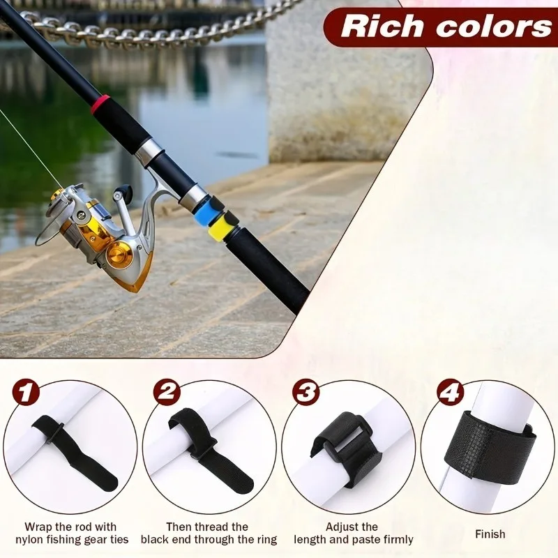 5 ~ 20 stücke Angelrute Krawatte Halter Strap Wiederverwendbare Haken Schleife Krawatten Gürtel Angelrute Umreifung Wrap Band Fisch werkzeug Linie Draht Veranstalter – Detail 4