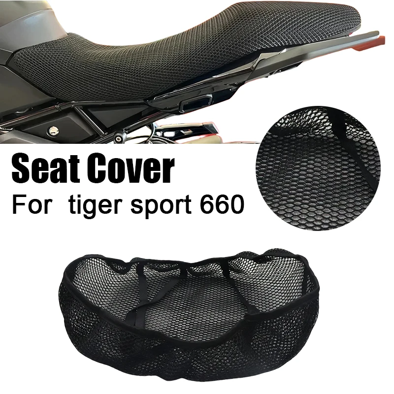 

For Tiger Sport 660 Motorcycle Seat Cover 3D Mesh Ventilated Cushion Waterproof Heat Resistant Anti Comfortable Saddle Protector