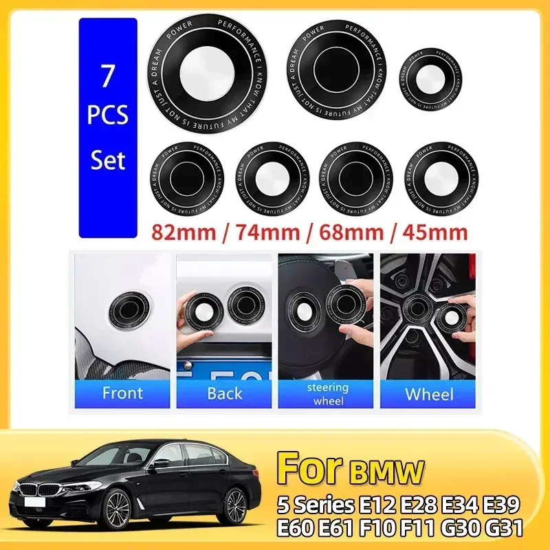 

7pcs 45mm 68mm 74mm 82mm Car Logo Front Hood Emblem rear boot badge for BMW E28 E32 E43 E52 E53 E63 E64 E93 E94 E87 F10 F20 F30
