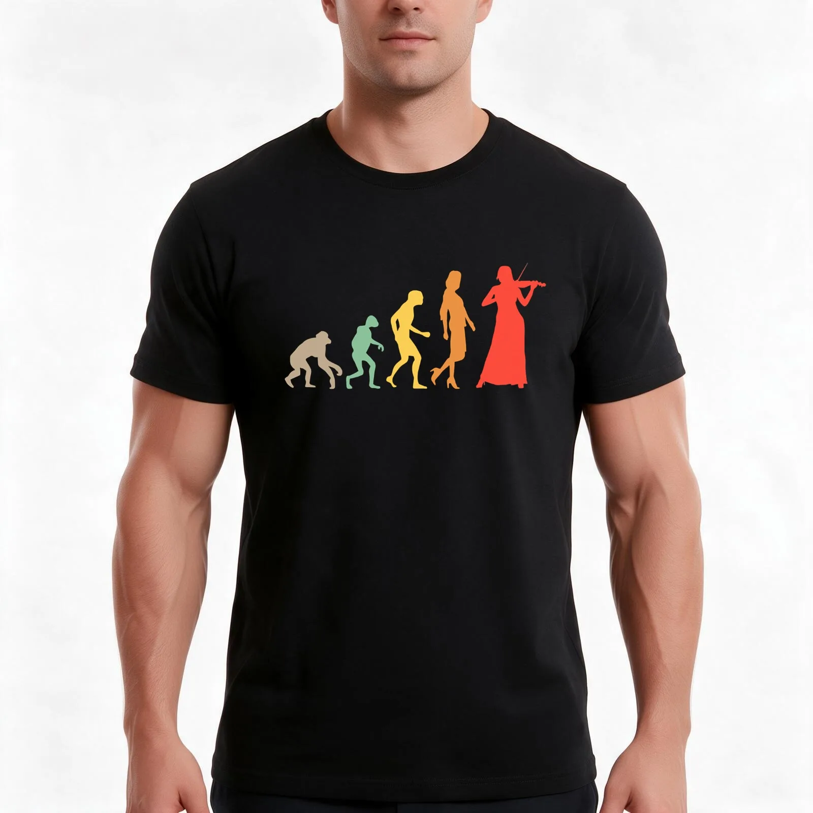 T-shirt « Violoniste – Évolution de l’instrument » pour femmes, t-shirt d’été décontracté en coton, haut ample de style streetwear, 100 % coton.