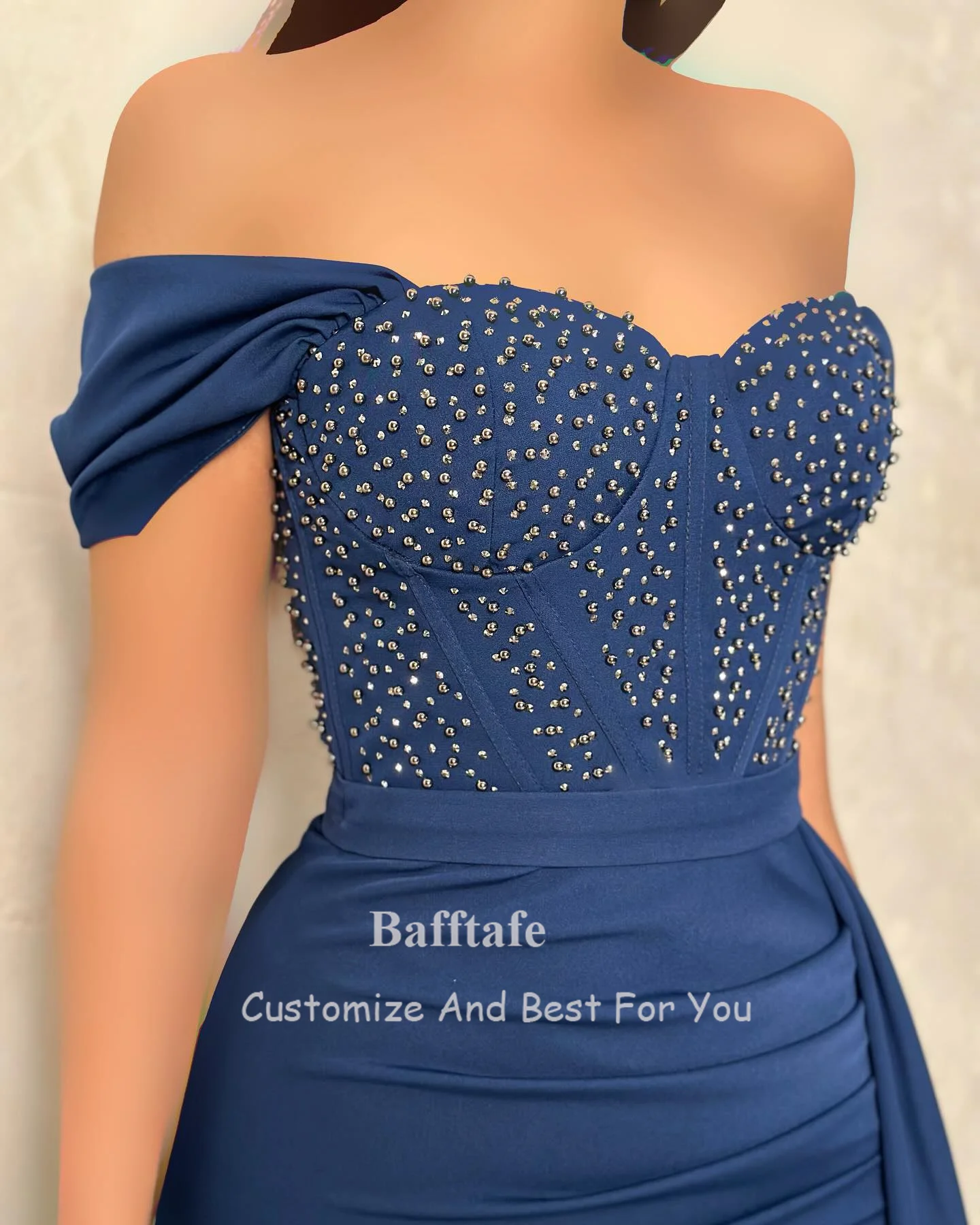 Bafftafe Mermaid Matte Satin Prom Dresses For Women Beaded Evening Dress Formal Special Occasion Party Gowns Customized soirée