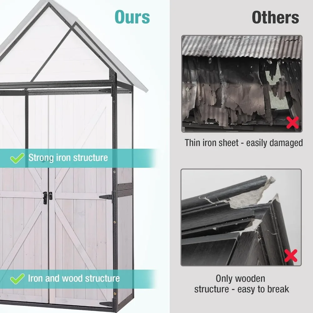 Уличный шкаф для хранения, Вместительный шкаф для инструментов, для двора, сада, патио, газона (белого цвета), товары для домов и зданий