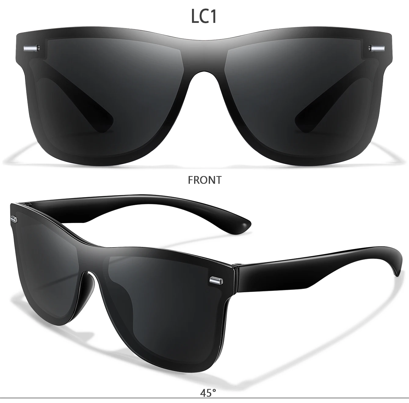 Männer Frauen Mode Winddicht Quadrat Sonnenbrille Über Größe Outdoor Fahrrad Straße Brille Fahren Wandern Camping Klassische Shades UV400 – Detail 4