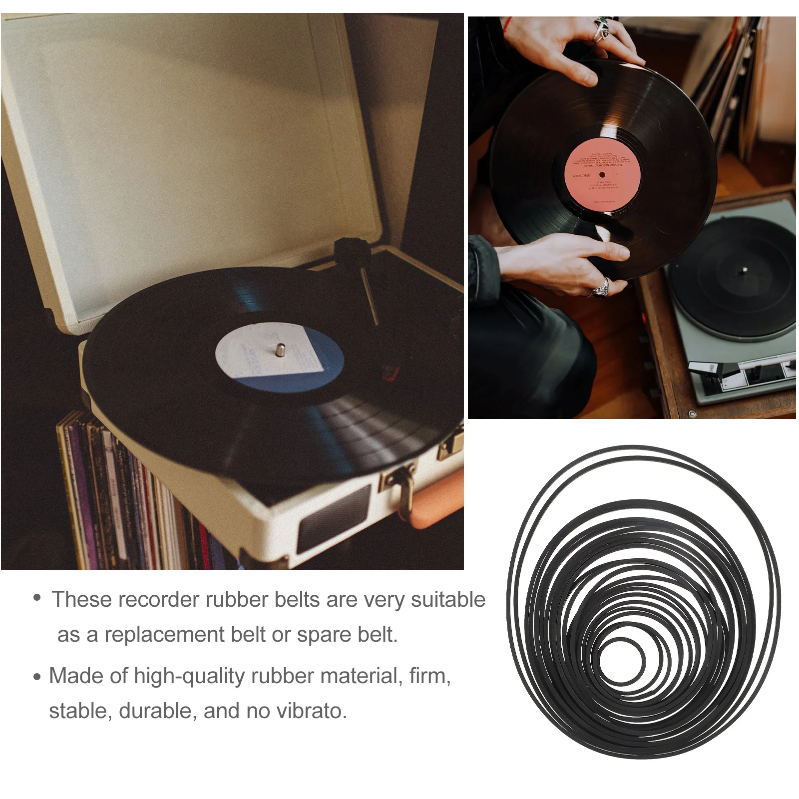 Cassette Recorder Rubber Belt Durable Soft Noise Reduction Turntable Speed Restoration Replacement for Video Machine Dvd Drive