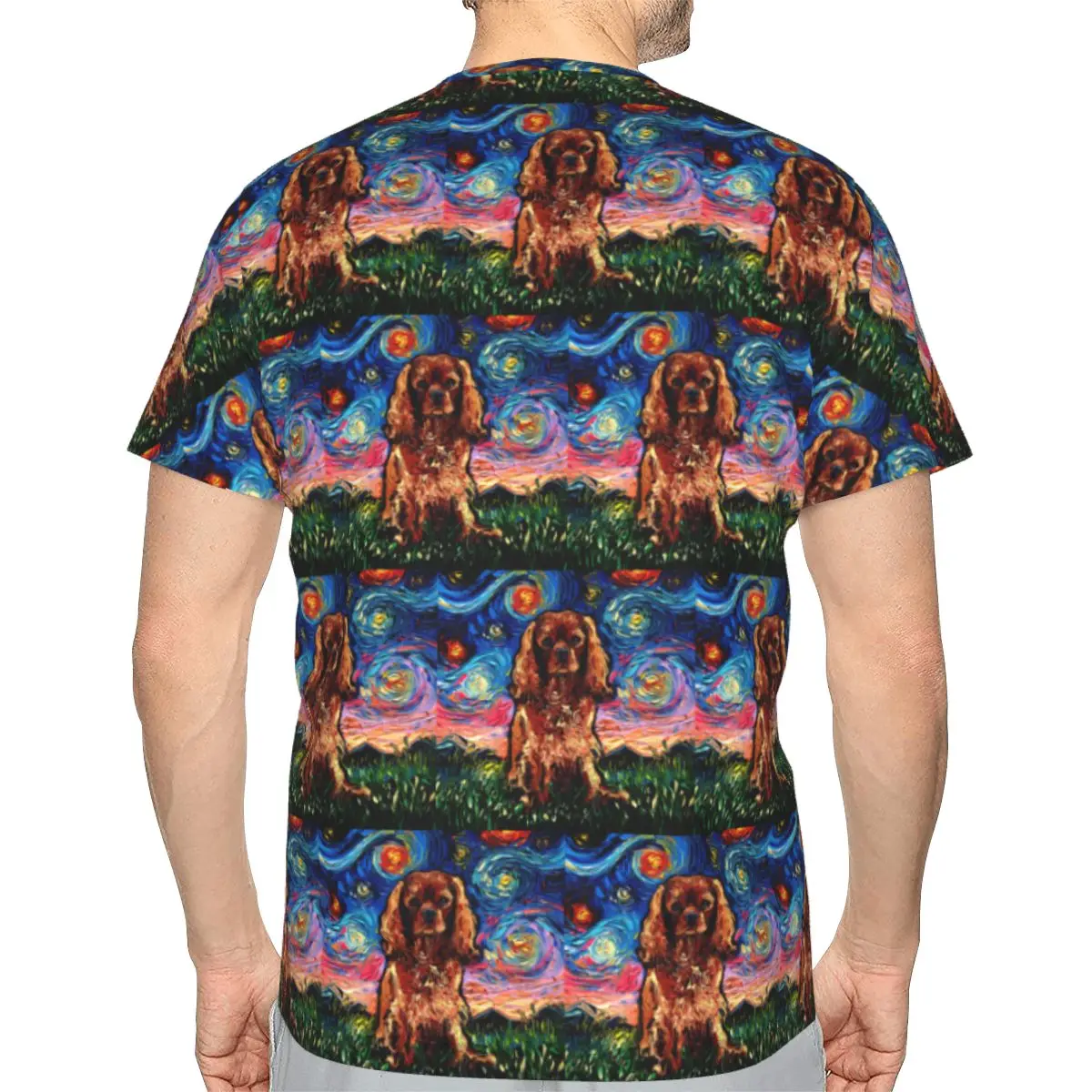 Ruby Dog Cavalier King Charles Spaniel Night 100% Cotton T-Shirt Men'sClassic T Shirts Men O-Neck Short Sleeve