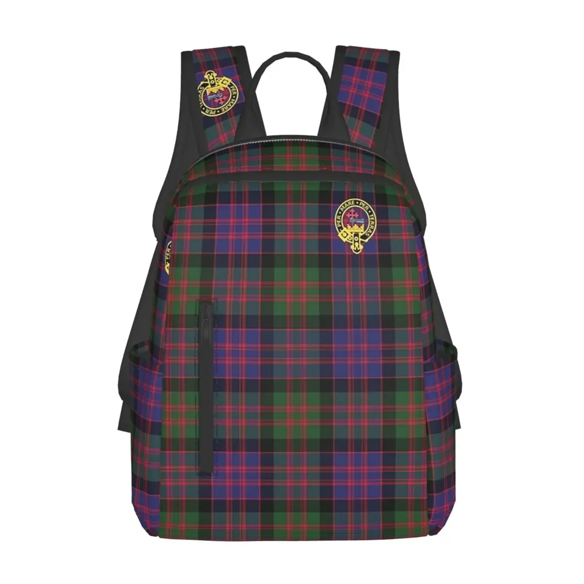 The McDonald And MacDonald Clan Tartan With Badge By Faelee Backpack Large Capacity Children BookBag School Bag Shoulder Bags