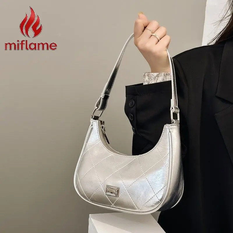 

Серебристая сумка подмышки для женщин и девочек, роскошная сумка Kawaii, кошельки и сумки, мини-клатч, кошелек