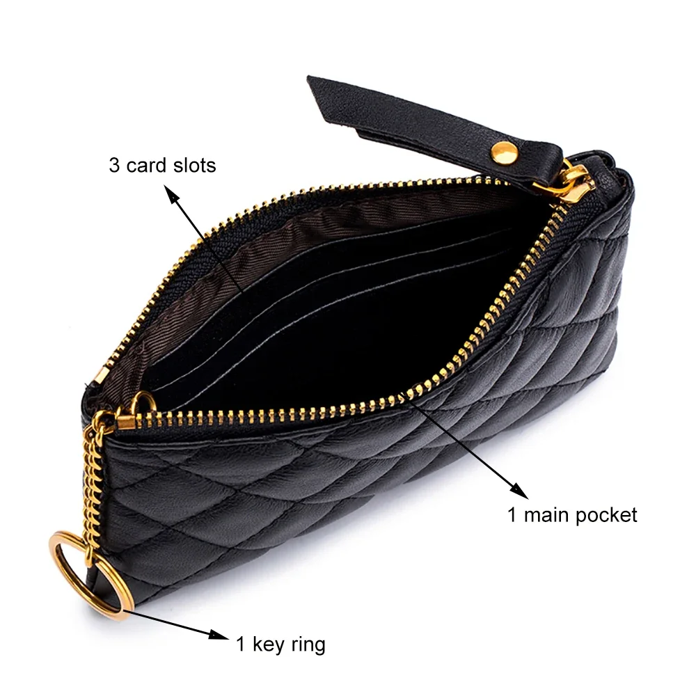 New Designer Mini Coin Purse Pouch Small Change Wallet Sheepskin Genuine Leather Girls Bags Fashion Brand Key Chain Coin Bag