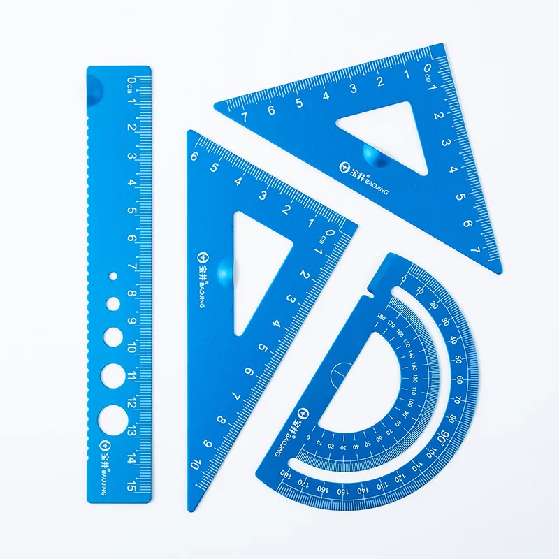 4-Piece Aluminum Ruler Set - Multi-Size Measuring Tools for School, Office & DIY Projects