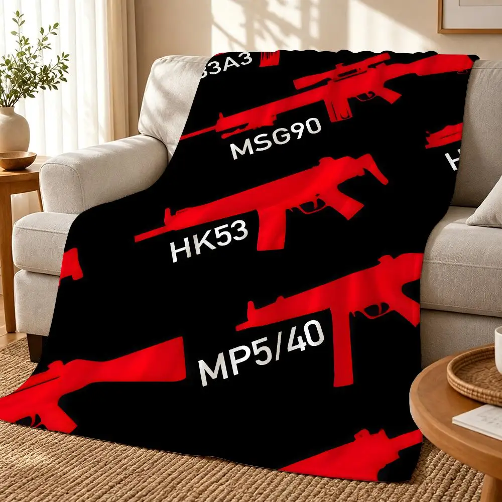 H-Heckler Cool K-Koch Firearm Throw 240g flannel blanket, suitable for sofas, beds, offices, exquisite gift blankets