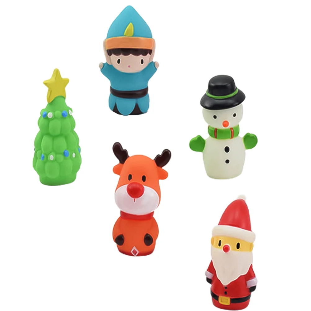 5-teiliges Weihnachts-Finger-Plüschfigur-Spielzeug für Kinder, Kinder, Puppen, Puppen, Kieselgel, Baby im Vorschulalter