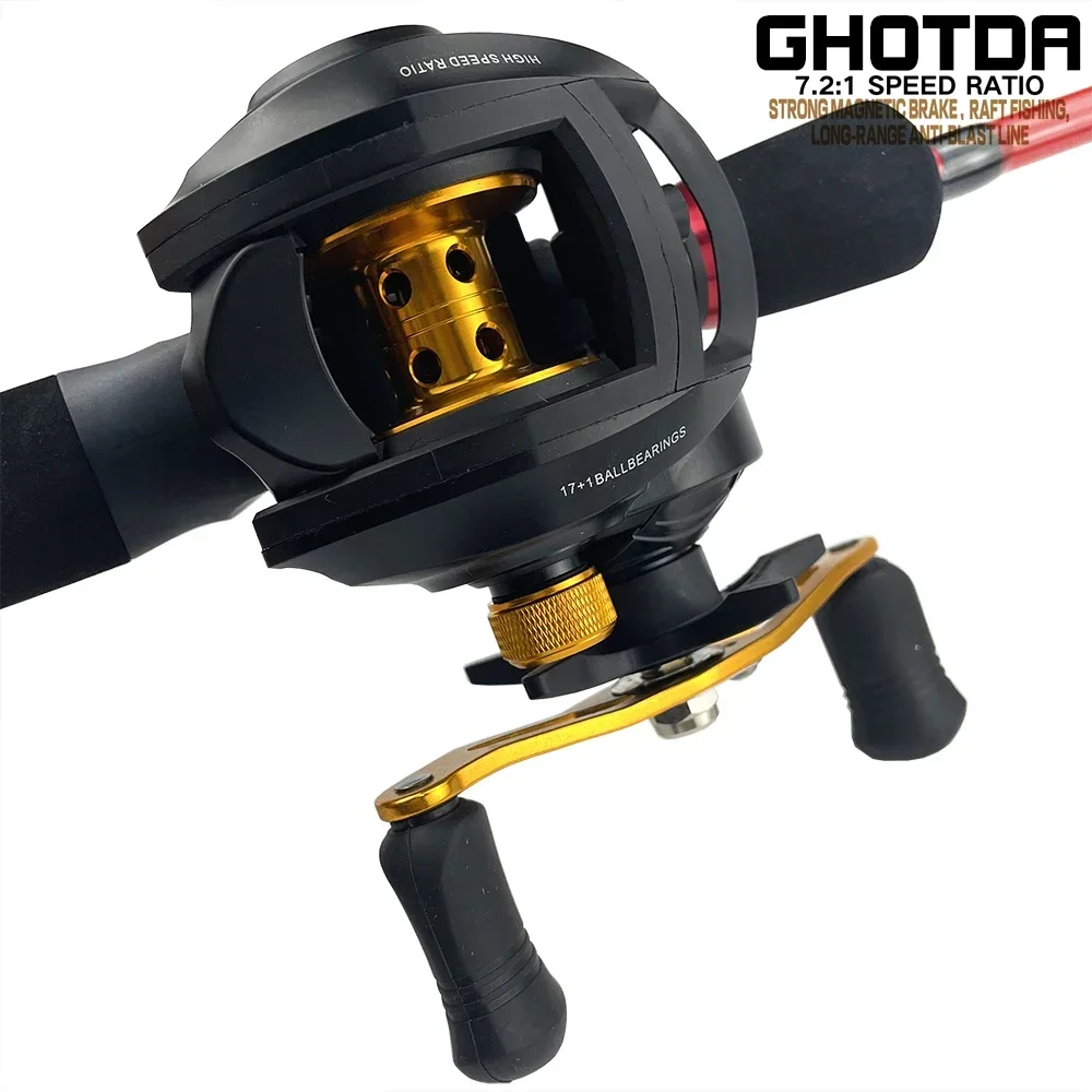 

GHOTDA Fishing Reel Gear Ratio 7.2:1 Full Metal Reel Cup Fast Rotation Max Drag 8 KG Left and Right Handles Saltwater Pesca