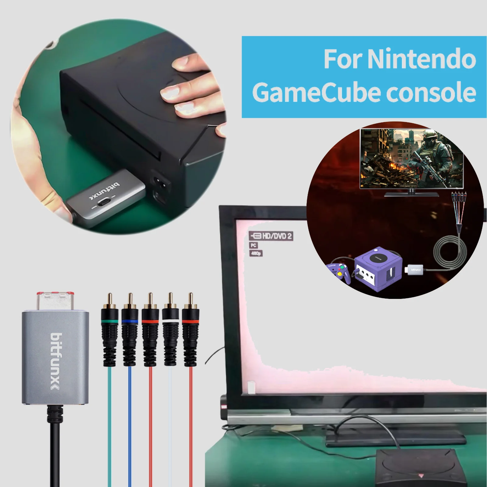 

Компонентный видеокабель-адаптер 5RCA YPbPr для NS GameCube NGC, полностью оригинальное разрешение, 1,8 м, двойная экранирующая версия GCvideo Lite