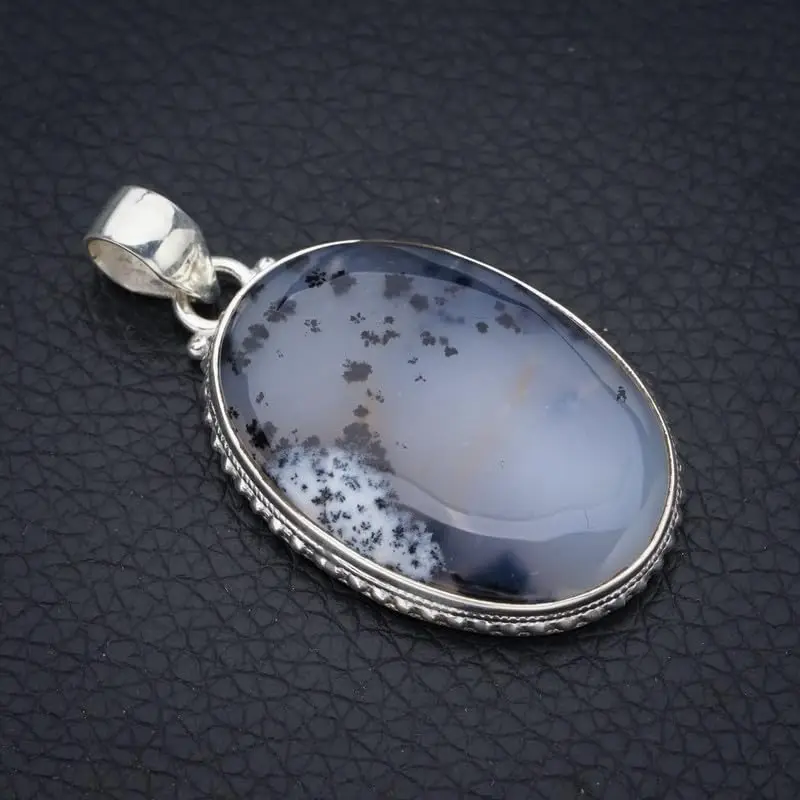 StarGems® Natural Dendritic Opal Handmade 925 Sterling Silver Pendant 2