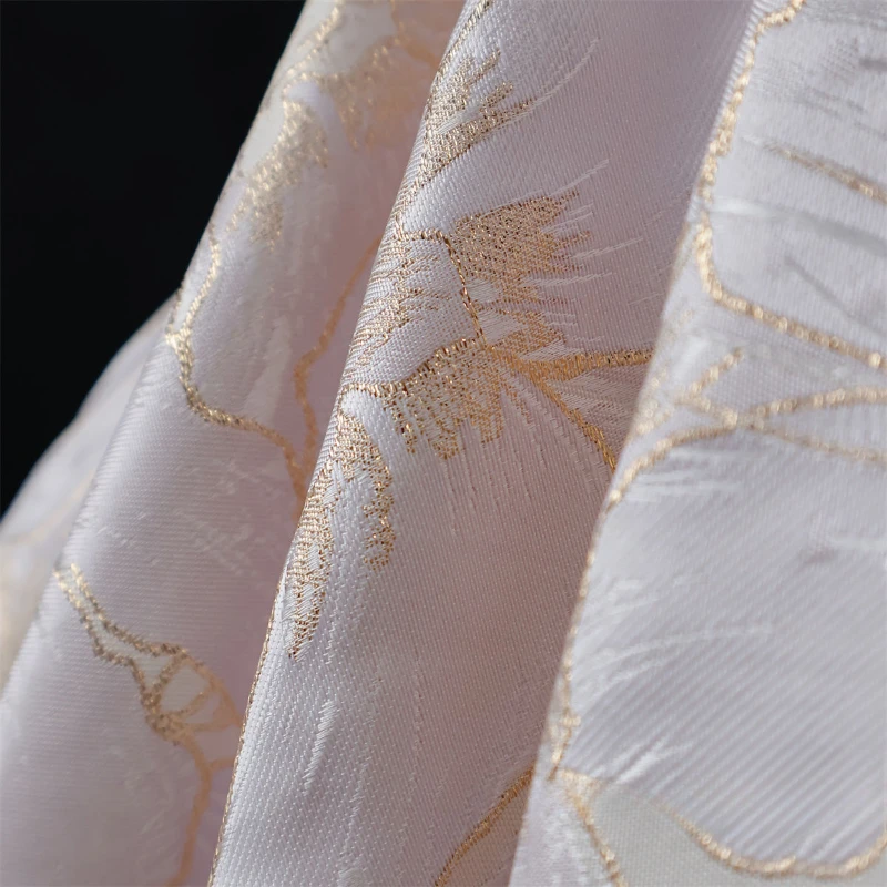 Champagne Colored Large Flower Woven Gold Silhouette Glossy Jacquard Fabric High-end Custom Dress Cheongsam Skirt Fabric