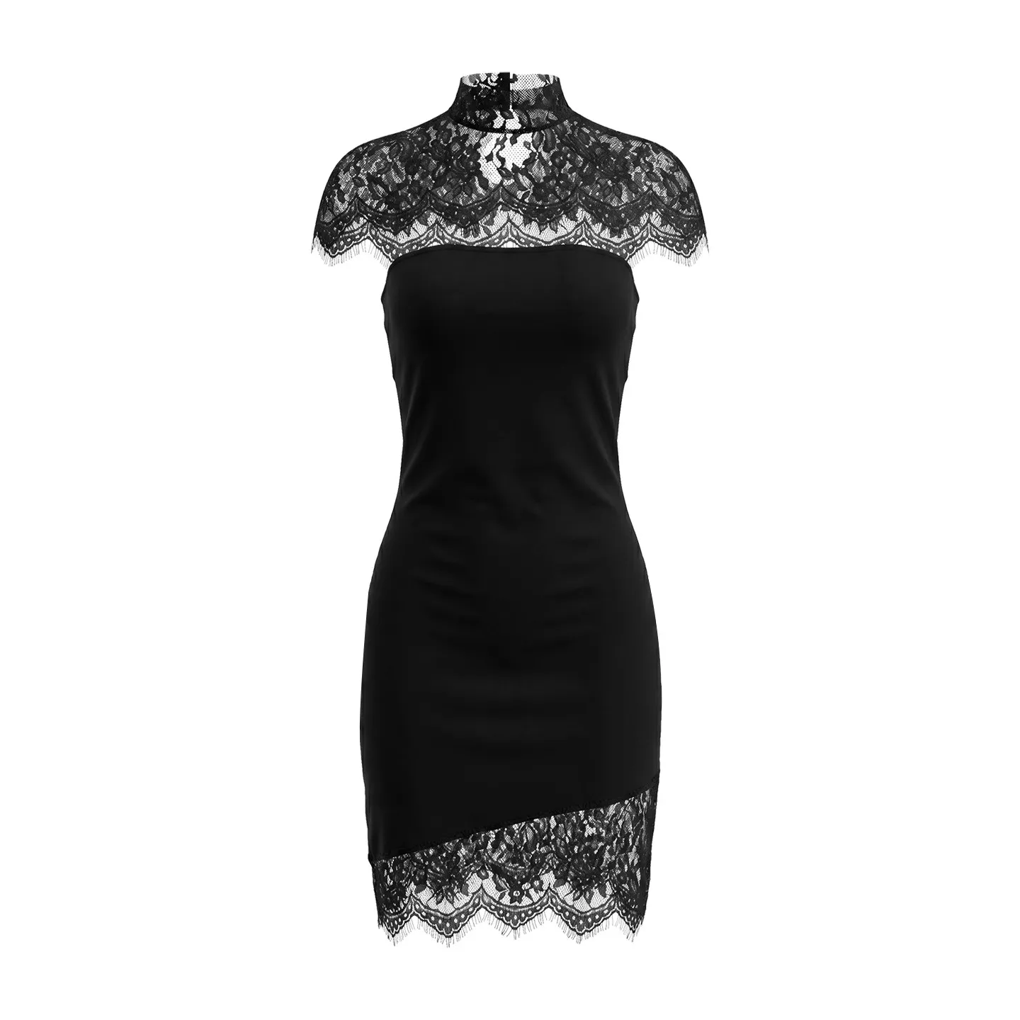 Black Lace Patchwork Strapless Dress for Women Summer Sexy but Cute Slim Waist Bodycon Mini Dresses Elegant + Shawl 2pcs Set