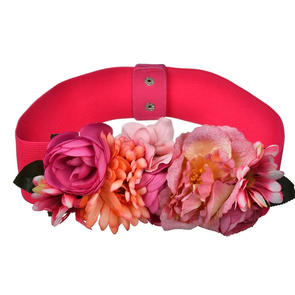 Women New Handmade Luxury Rose Red Flower Belt Aliexpress Wide Waist Seal Decorative Wholesale Beach Bohemian Style Skirt
