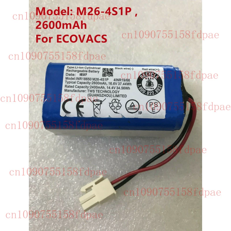 

Новый аккумулятор для ECOVACS Deebot CR130 DF35 DG800 INR18650 M26-4S1P 2600 мАч