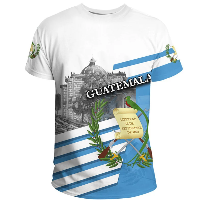 3D Printed The Republic-of Guatemala Ethnic Flag T Shirt Guatemala Emblem Map Graphic T-shirts Men Fashion Streetwear Tee Shirts