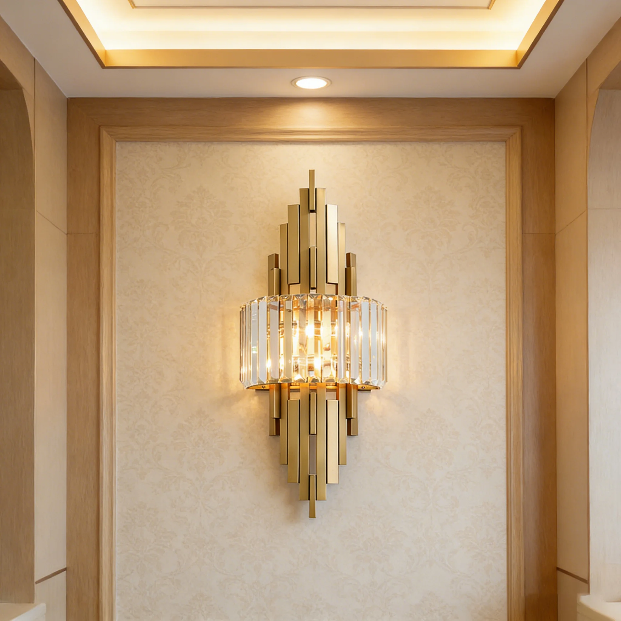 

Nordic Luxury Crystal Wall Sconce Light E14 Bulb Included for Living Room Corridor Hall Indoor Fixture