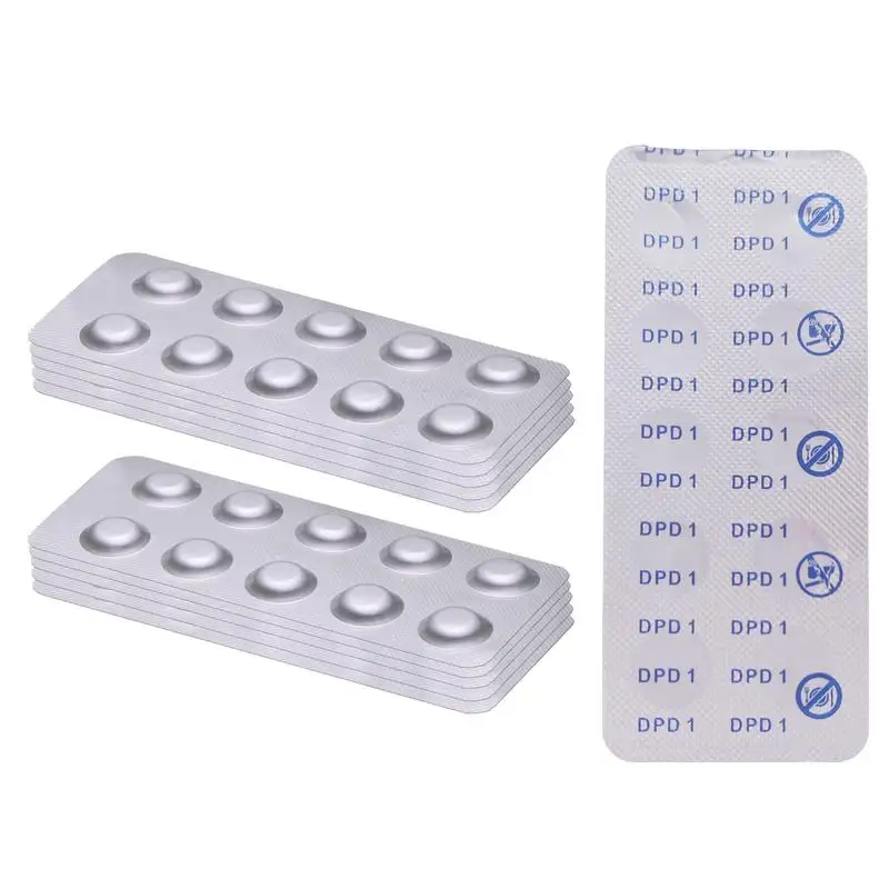 

100PCS Water Chlorine Test Tablets Fast DPD1 Chlorine Test Piece Visual High Range Free Chlorine Testing Tablets For PoolWater