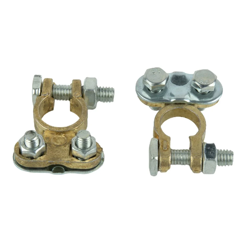 2PCS Brand New Battery Terminals Connectors Brass/Aluminium Campervan Car Caravan Clamps Fittings Accessories