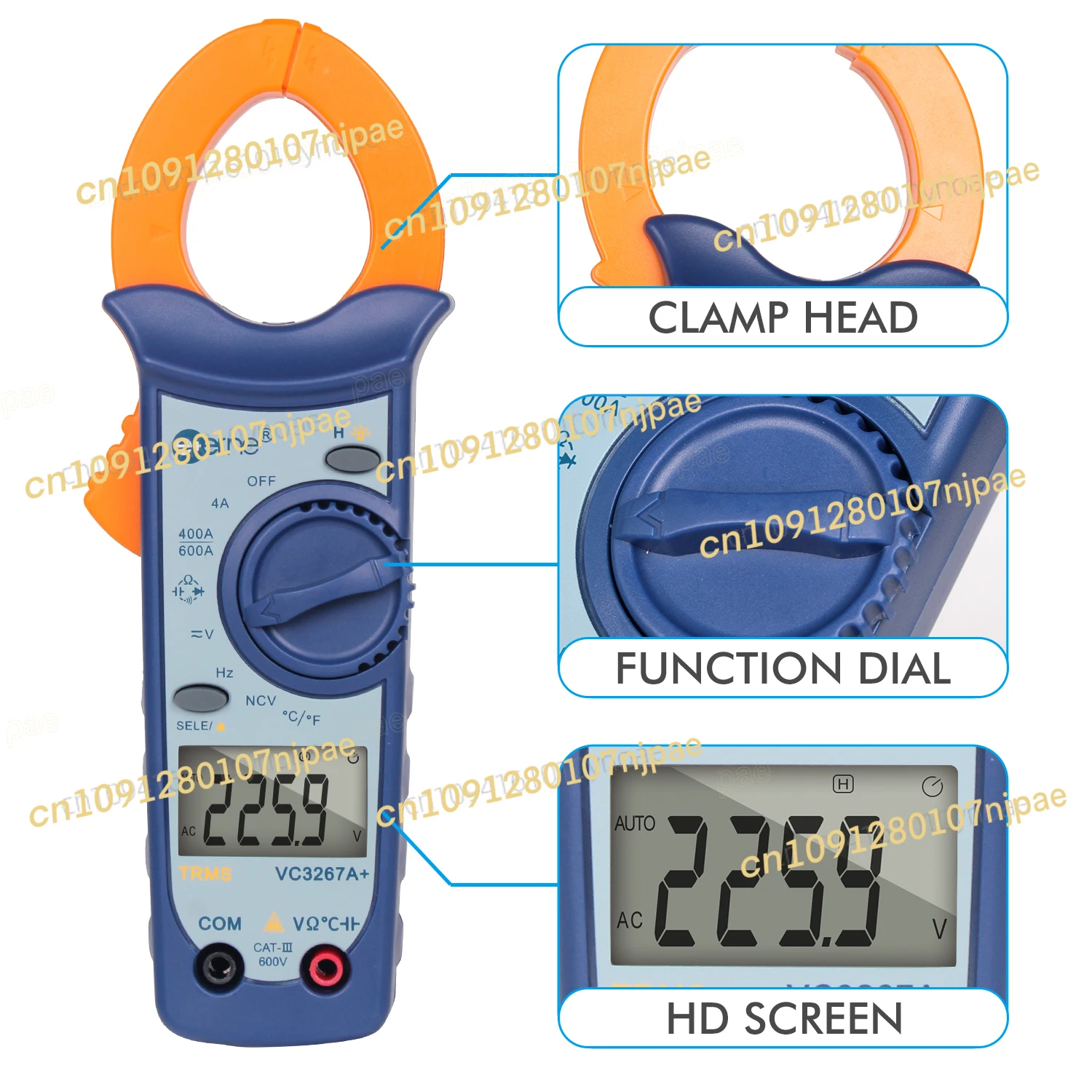 VC3267 + VC3267A + grande capacité NCV numérique AC/DC 40A-400A pince de courant testeur de fréquence de résistance à plage automatique