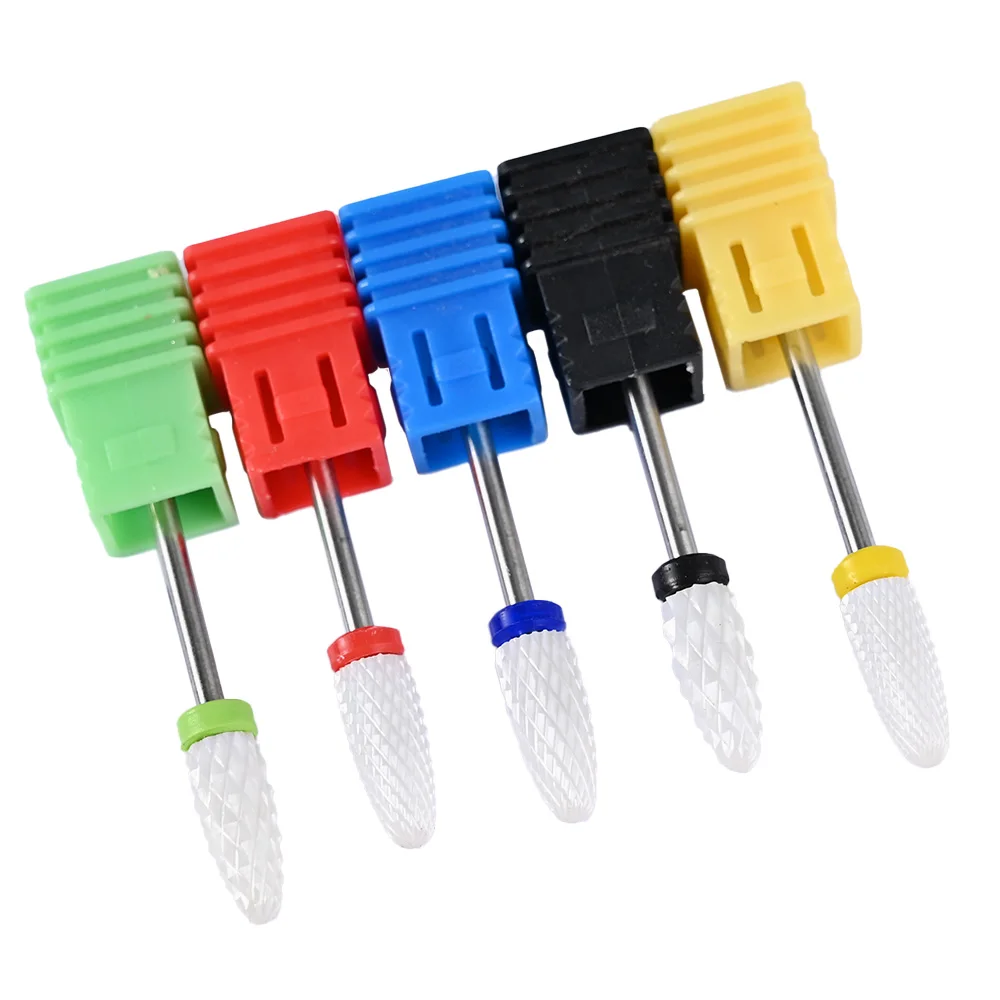 5 Sizes Ceramic Milling Cutter Manicure Nail Drill Bits Electric Nail Files Grinding Bits Mills Cutter Accessories Gel Remove