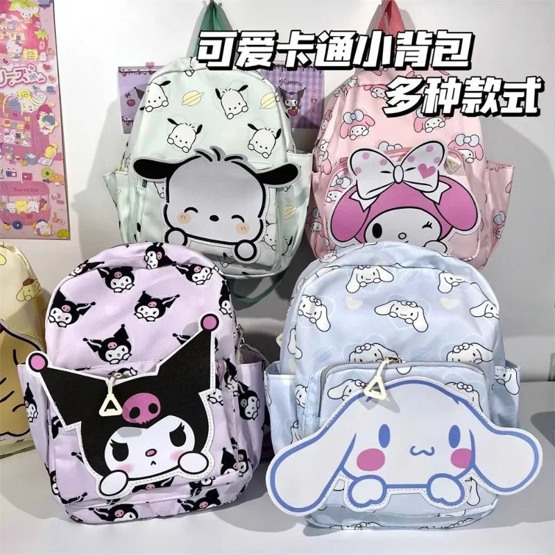 

Sanrioed Anime Cinnamoroll My Melody Kuromi Innovative Cute Children's Backpack Kawaii Cartoon Leather School Bag Holiday Gift